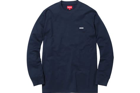 supreme metallic box logo l s tee navy|supreme navy logo tee.